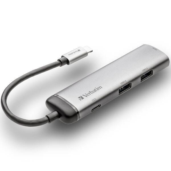 Verbatim Adapter Hub USB-C - USB-C/       2xUSB-A 3.0/HDMI aluminiowy/aluminum 49140