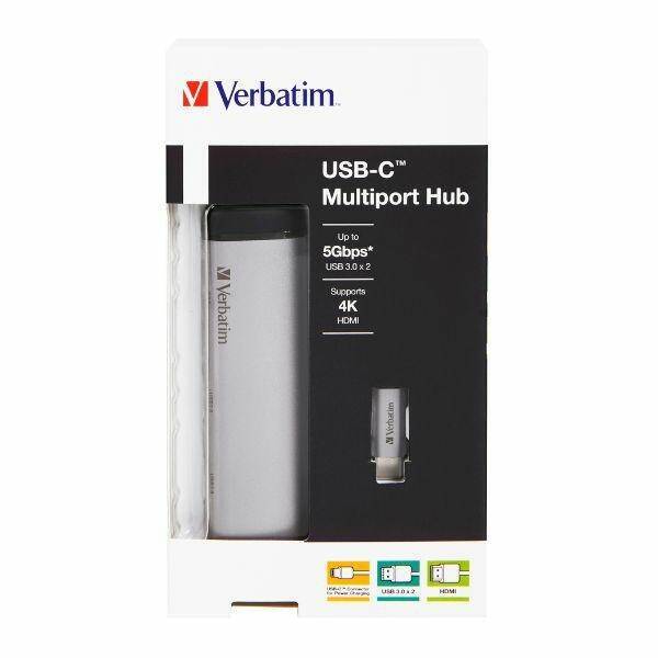 Verbatim Adapter Hub USB-C - USB-C/       2xUSB-A 3.0/HDMI aluminiowy/aluminum 49140