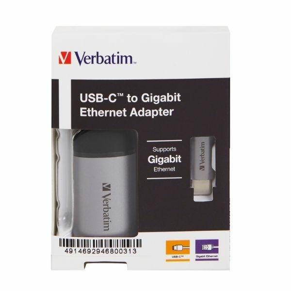 Verbatim Adapter USB-C - Ethernet         aluminiowy/aluminum 49146