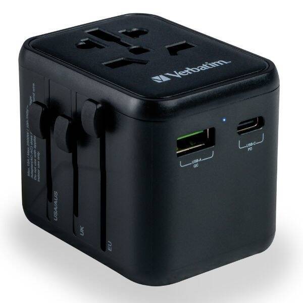 Verbatim Adapter podróżny EU/UK/US 2xUSB-A/USB-C PD 20W UTA-02 czarny/black 49544