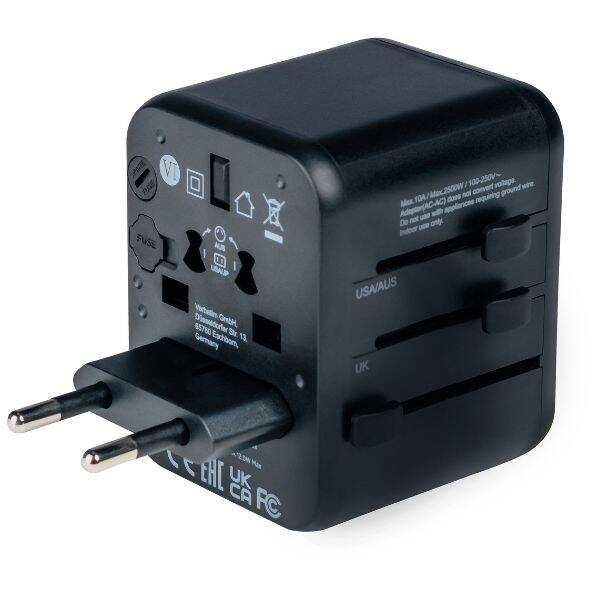 Verbatim Adapter podróżny EU/UK/US 2xUSB-A UTA-01 czarny/black 49543