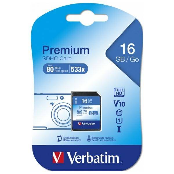 Verbatim Karta Premium U1 SDHC 16GB V10   czarny/black 43962