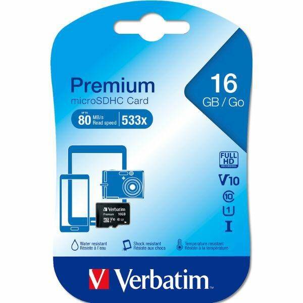 Verbatim Karta microSDHC 16GB V10 czarny/black 44010