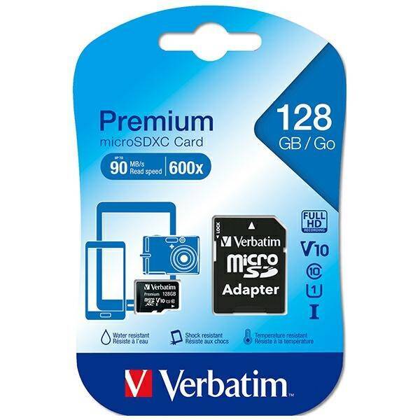 Verbatim Karta microSDXC 128GB V10 + adapter czarny/black 44085