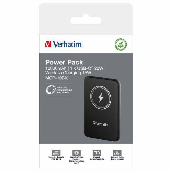 Verbatim Powerbank indukcyjny `n` Go 15W 10000mAh Wireless Magnetic czarny/black 32245