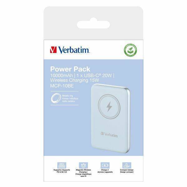 Verbatim Powerbank indukcyjny `n` Go 15W 10000mAh Wireless Magnetic niebieski/blue 32247