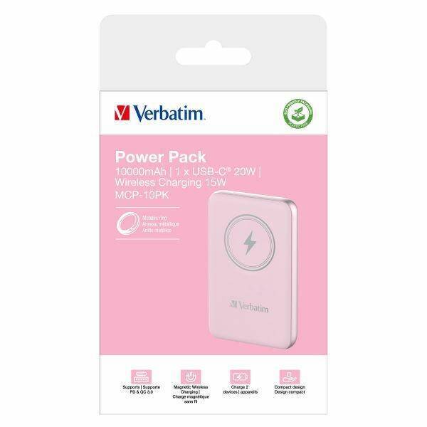 Verbatim Powerbank indukcyjny `n` Go 15W 5000mAh Wireless Magnetic różowy/pink 32243