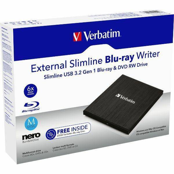 Verbatim Zewnętrzna nagrywarka Slimline Blu-ray + kabel USB 3.0 czarny/black 43890