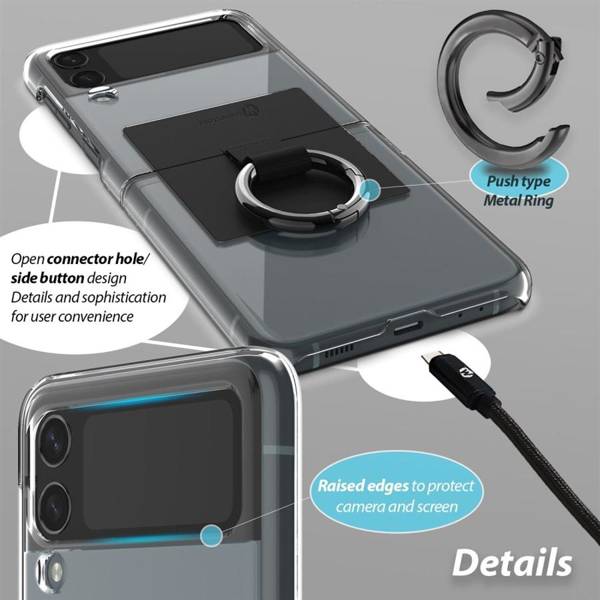 WHITESTONE CLEAR CASE RING GALAXY Z FLIP 4 BLACK