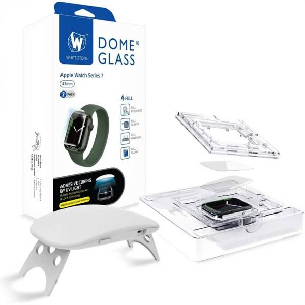 WHITESTONE TEMPERED GLASS DOME GLASS 2-PACK & BEZEL APPLE WATCH 7 (41MM) CLEAR