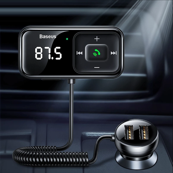 WIRELESS BLUETOOTH FM TRANSMITTER WITH CHARGER BASEUS S-16 (OVERSEAS EDITION) - BLACK