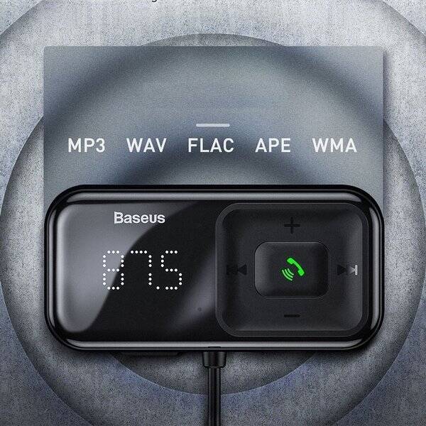 WIRELESS BLUETOOTH FM TRANSMITTER WITH CHARGER BASEUS S-16 (OVERSEAS EDITION) - BLACK