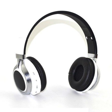 WIRELESS FM MP3 SD HEADPHONES GLOW - WHITE