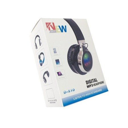 WIRELESS FM MP3 SD HEADPHONES GLOW - WHITE