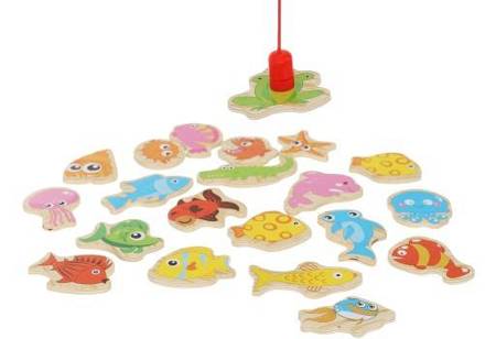 WOODEN GAME FISHING MAGNET FISHING PUZZLE