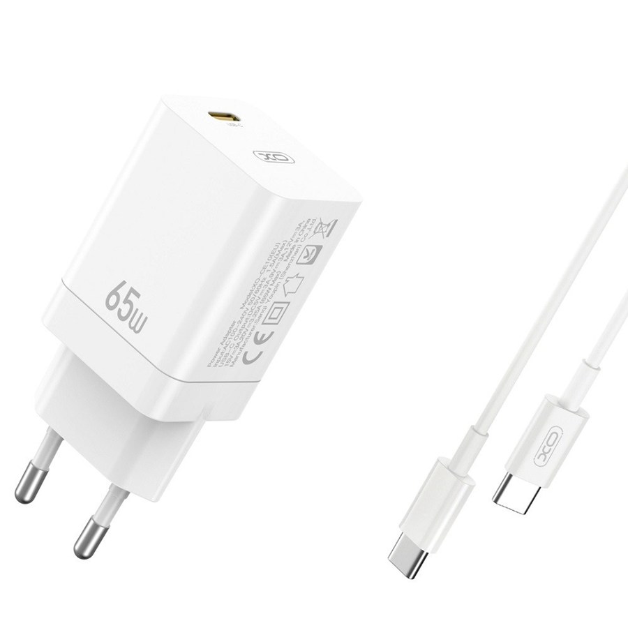 XO CE10 PD 65W PD charger 1x USB-C white + USB-C cable-USB-C