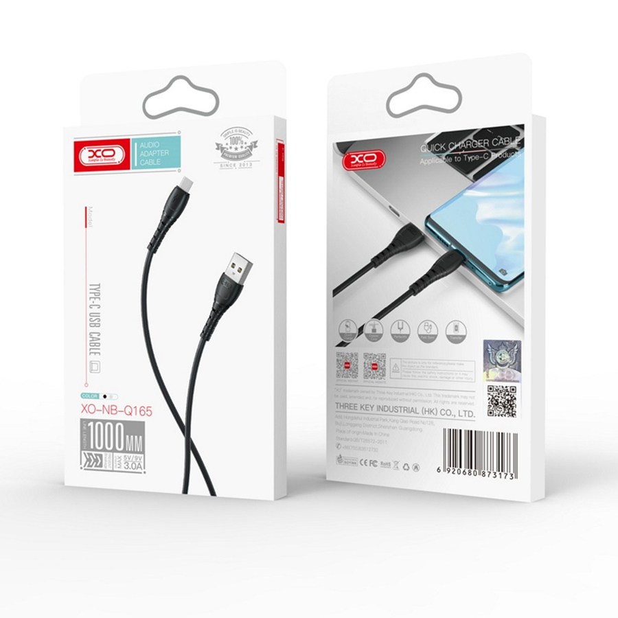 XO NB-Q165 USB cable-USB-C 1.0m 3A black