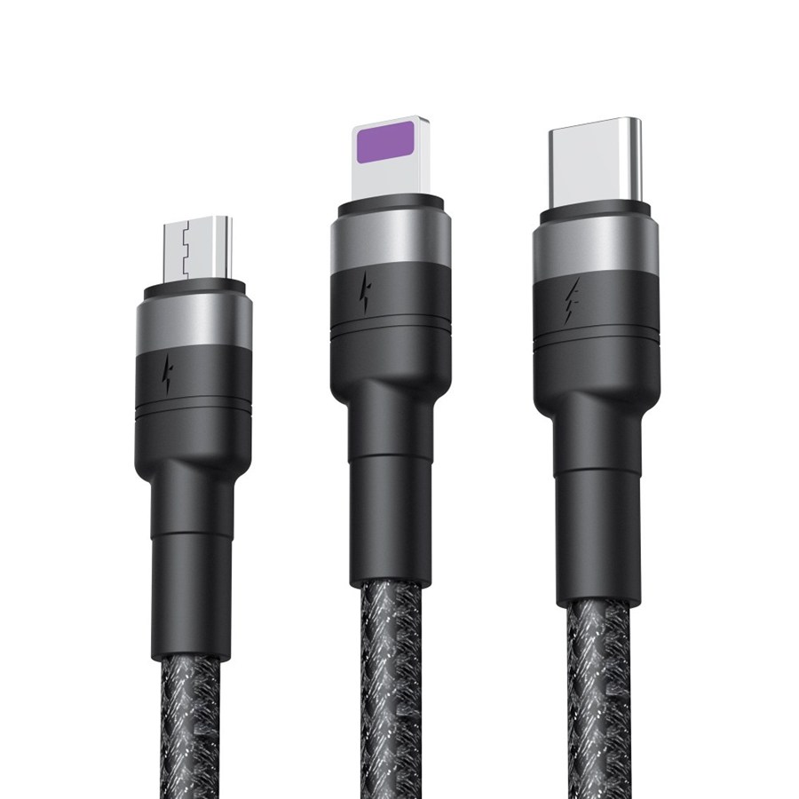 XO NB-Q191 Cable 3in1 USB-Lightning + USB-C + MicroUSB 1.2 m 40W black