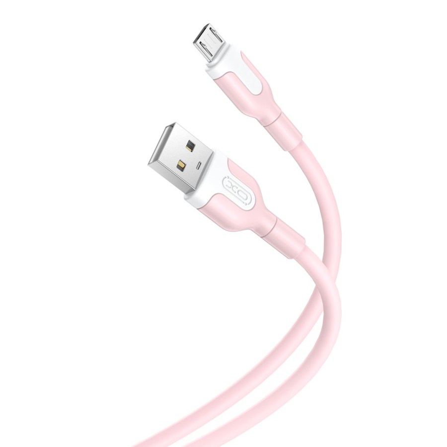 XO NB212 USB cable - microUSB 1.0 m 2.1a pink