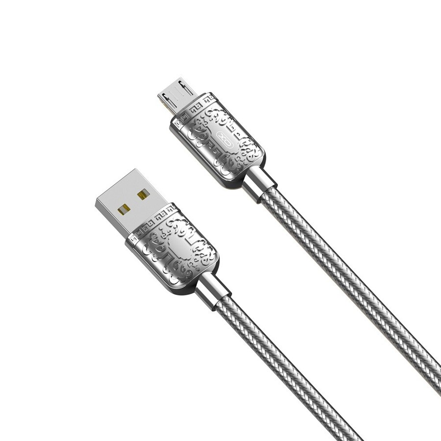 XO NB216 USB cable - microUSB 1.0 m 2.4a silver