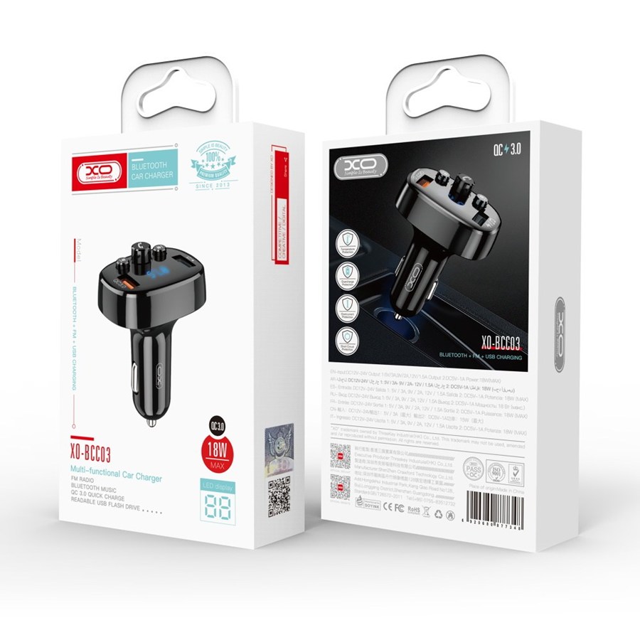 XO Transmitter FM BCC03 Bluetooth mp3 Car charger 18W black