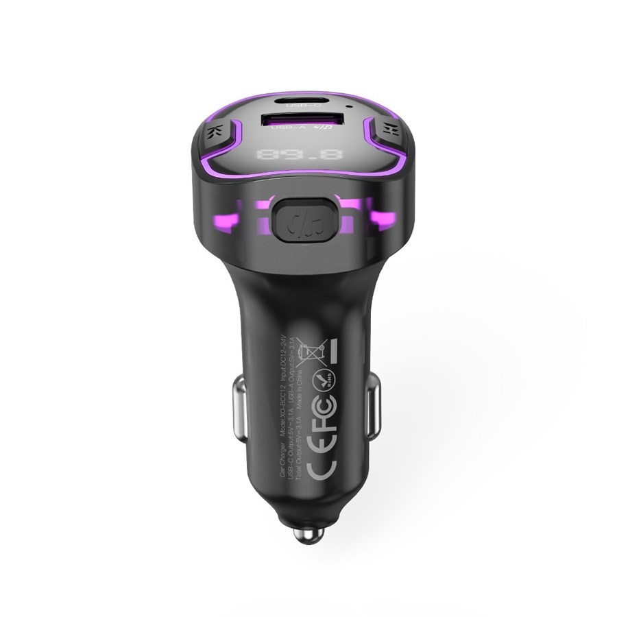 XO Transmitter FM BCC12 Bluetooth MP3 Car charger 3.1A black