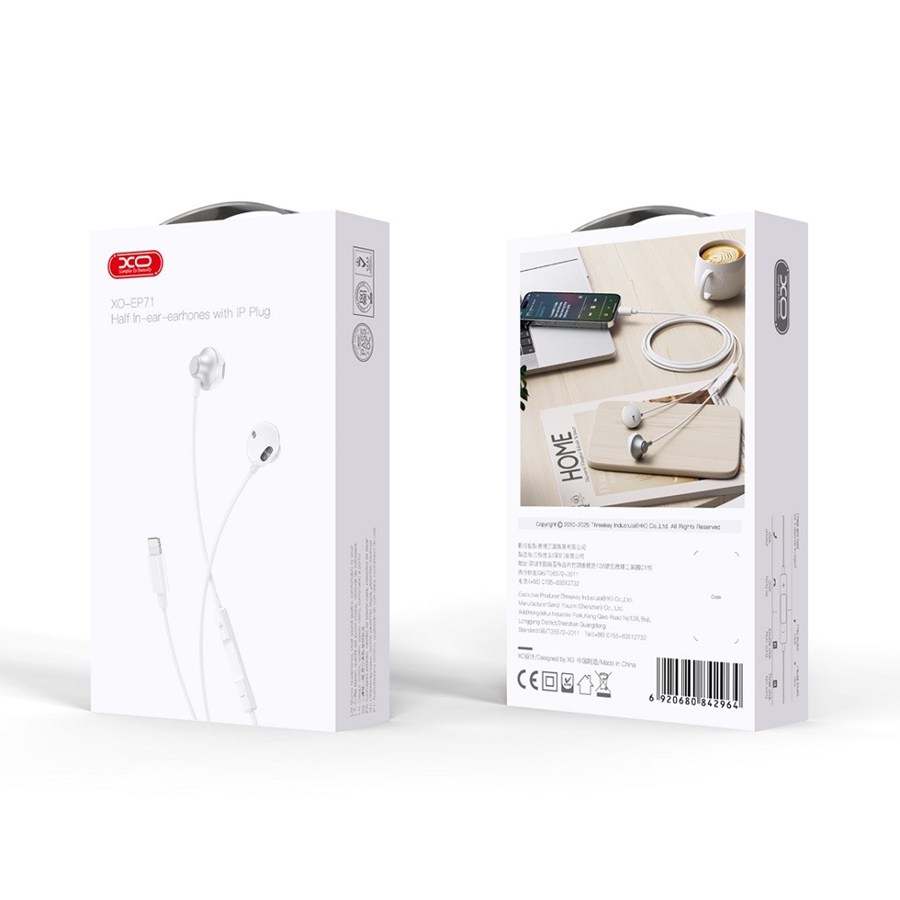 XO Wired headphones EP71 Lightning White