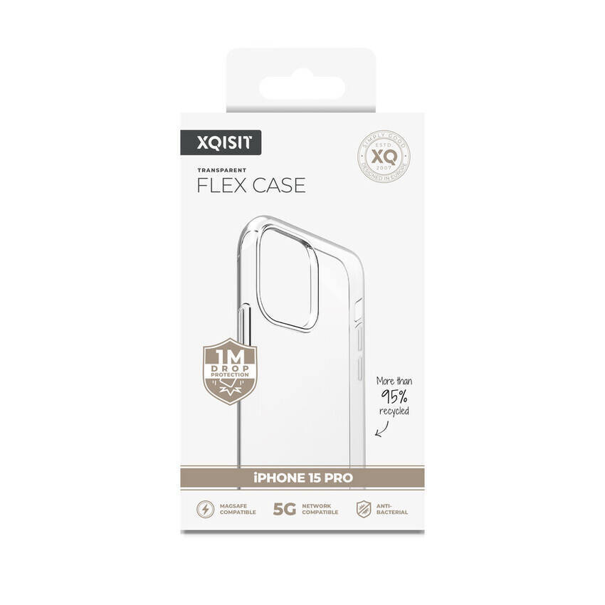 XQISIT NP FLEX CASE ANTI BAC, RECYCLED FOR IPHONE 15 PRO CLEAR