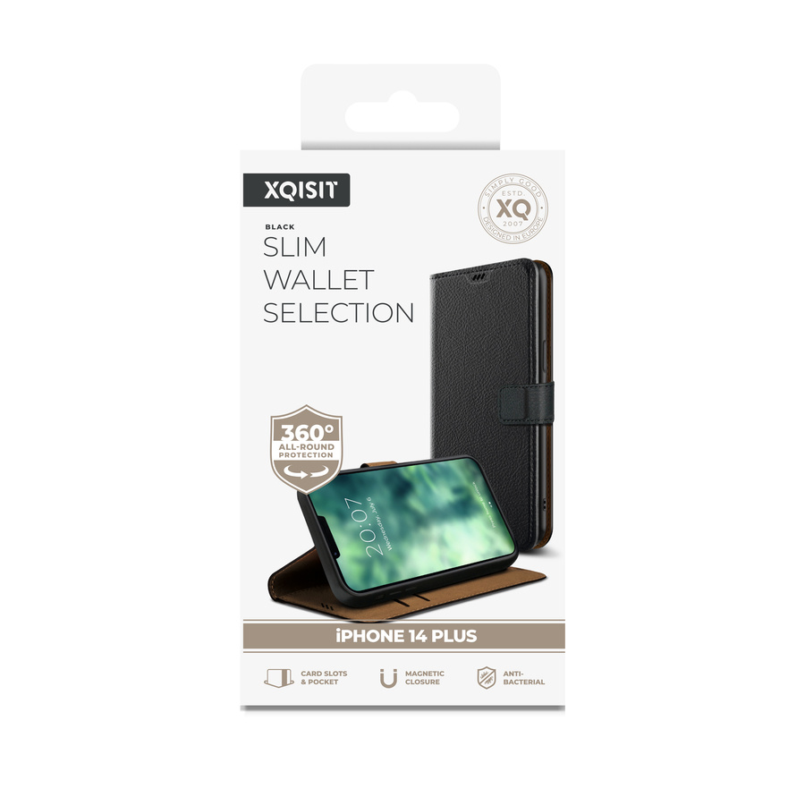 XQISIT NP SLIM WALLET SELECTION ANTI BACTERIAL FOR IPHONE 14 PLUS BLACK