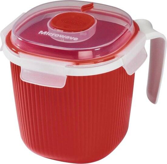 Xavax microwave pot with lid, red, 0.7L