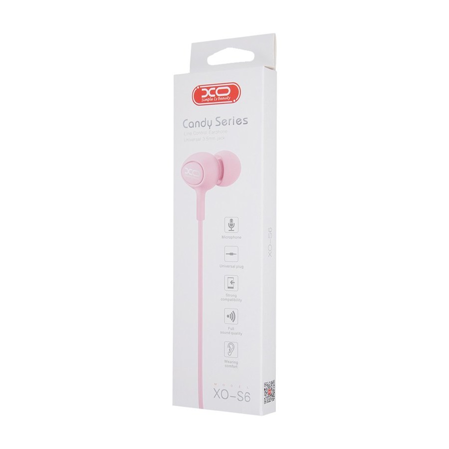 Xo wired headphones S6 Jack 3.5mm in -wire pink