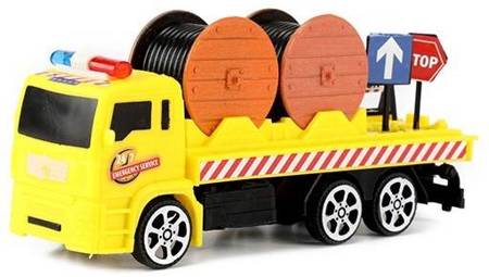 YELLOW TRUCK WITH 32CM ROAD ACCESSORIES