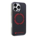 Audi Carbon Fiber Sport Red Circle MagSafe iPhone 16 Pro Max 6.9" czarny/black hardcase AUS-TPUPCMIP16PM-RSQ/D5-BK