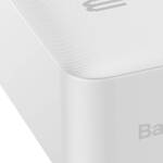 BASEUS BIPOW POWERBANK WITH DISPLAY 30000MAH 15W WHITE (OVERSEAS EDITION) + USB-A - MICRO USB CABLE 0.25M WHITE (PPBD050202)