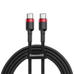 BASEUS CAFULE CABLE DURABLE NYLON CORD USB-C PD / USB-C PD PD2.0 60W 20V 3A QC3.0 2M BLACK-RED (CATKLF-H91)