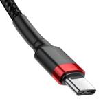 BASEUS CAFULE CABLE DURABLE NYLON CORD USB-C PD / USB-C PD PD2.0 60W 20V 3A QC3.0 2M BLACK-RED (CATKLF-H91)