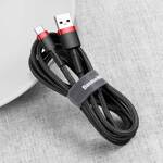 BASEUS CAFULE CABLE DURABLE NYLON CORD USB / USB-C QC3.0 3A 0.5M BLACK-RED (CATKLF-A91)