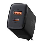 BASEUS COMPACT QUICK CHARGER USB TYPE C / USB 20 W 3 A POWER DELIVERY QUICK CHARGE 3.0 BLACK (CCXJ-B01)