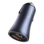 BASEUS GOLDEN CONTACTOR PRO QUICK CAR CHARGER 2X USB 40 W QUICK CHARGE SCP FCP AFC + USB - USB TYPE C CABLE GRAY (TZCCJD-A0G)