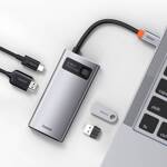 BASEUS METAL GLEAM 4IN1 MULTIFUNCTIONAL HUB USB TYPE C - USB TYPE C POWER DELIVERY 100 W / HDMI 4K 30 HZ / 1X USB 3.2 GEN 1 / 1X USB 2.0 (CAHUB-CY0G)