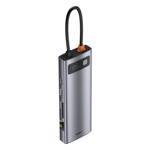 BASEUS METAL GLEAM 9IN1 MULTIFUNCTIONAL HUB USB TYPE C - 3X USB 3.2 GEN 1 5GBPS / USB TYPE C PD 100W / VGA FULL HD 60HZ / HDMI 4K 30HZ / CZYTNIK KART TF I SD / RJ45 1GBPS GRAY (CAHUB-CU0G)