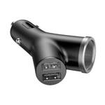 BASEUS Y TYPE CAR CHARGER WITH 2X USB AND EXTENDED CIGARETTE LIGHTER PORT 3.4A BLACK (CCALL-YX01)