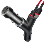 BASEUS Y TYPE CAR CHARGER WITH 2X USB AND EXTENDED CIGARETTE LIGHTER PORT 3.4A BLACK (CCALL-YX01)