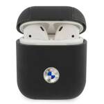 BMW BMA2SSLBK AIRPODS 1/2 COVER BLACK/BLACK GENIUNE LEATHER SILVER LOGO