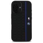 BMW BMHMP16S23SHEB iPhone 16 6.1"         czarny/black hardcase Silicone Hexagon Blue Line MagSafe