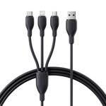 Baseus Kabel ultra-szybkiego ładowania One-for-Three USB-A do M+L+C 3.5A 0.8m Czarny