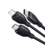 Baseus Kabel ultra-szybkiego ładowania One-for-Three USB-A do M+L+C 3.5A 0.8m Czarny