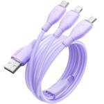 Baseus Kabel ultra-szybkiego ładowania One-for-Three USB-A do M+L+C 3.5A 1.3m Fioletowy