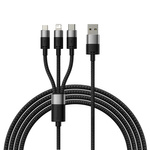 Baseus kabel 3w1 StarSpeed USB - micro USB + Lightning + USB-C 1,2m 3,5A czarny