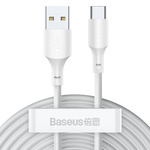 Baseus kabel Simple Wisdom USB - USB-C 1,5 m 5A biały 2 szt